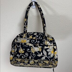 VERA BRADLEY Fabric travel make-up bag. Black, yellow, white